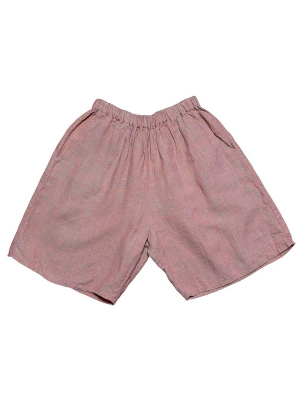 Flax By Jeanne Engelhart 100% Linen 2-Toned Shorts In Pink/Khaki Green Sz Small